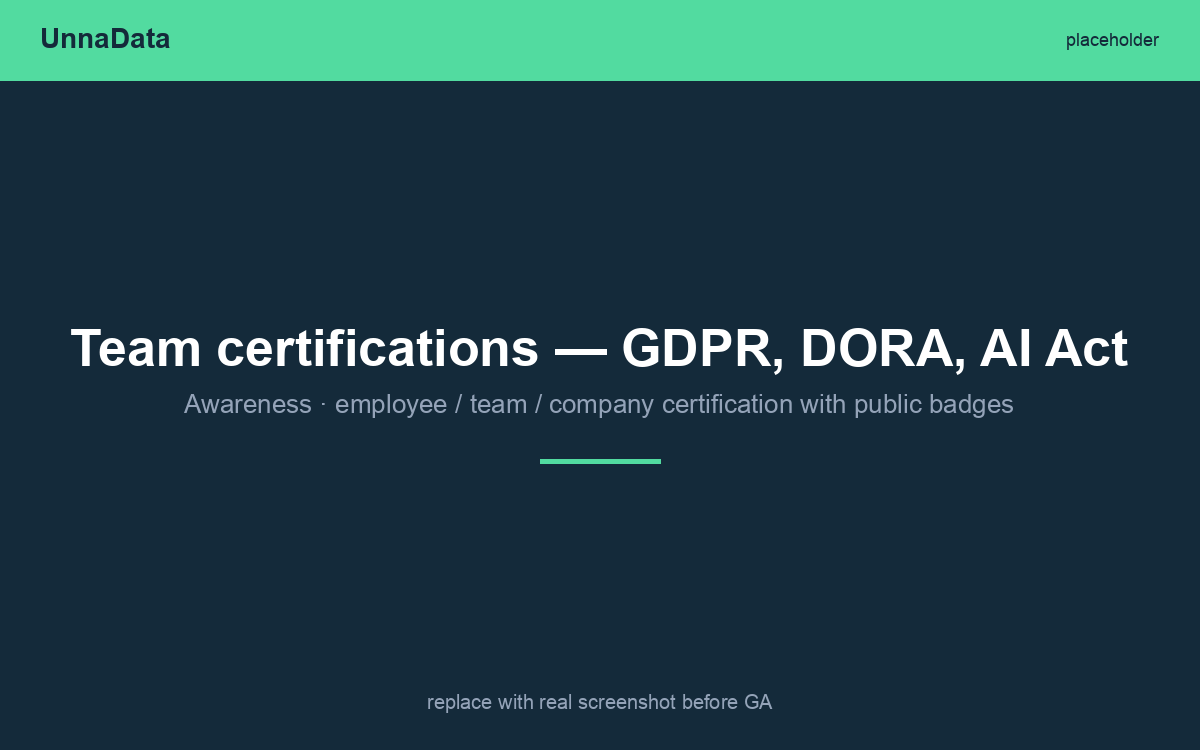 Team certifications GDPR DORA AI Act